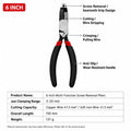 Multi-Disassembly Pliers, Stripped Damaged Screw Remover, Wire Cutter Crimper for Home Electrical Repair, Anti-Slip Grip