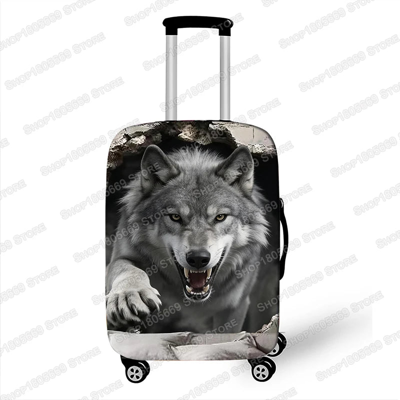 3D Animal Tiger / Lion / Wolf Bursting Through Wall Luggage Cover Elastic Trolley Case Covers Suitcase Protective Cover