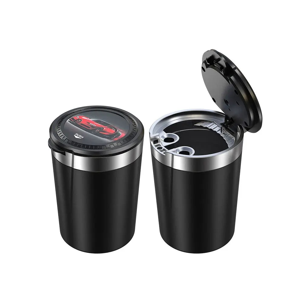 Car accessories - Car ashtray with lid, multi-functional, LED lighting, vehicle portable, one-key opening, personalized
