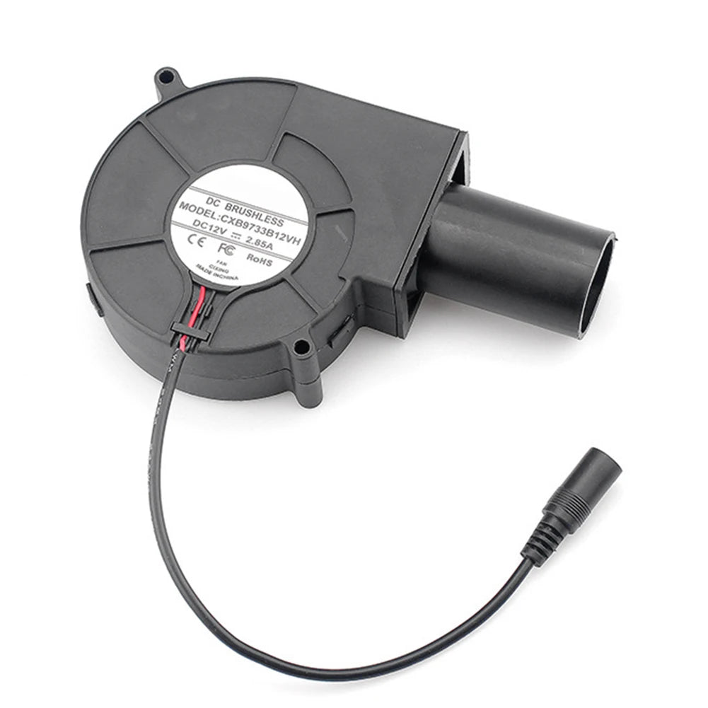 DC12V BBQ Fans with Variable Speed Controller&Outlet 15W Smelting Metal Fan Charcoal Chimney Starter for Picnic Cooking Barbecue