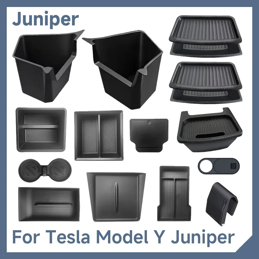 For Tesla Model Y Juniper Accessories Storage Box Set Stowing Tidying Storage Box Trash Can for Model Y Juniper 2025 2026