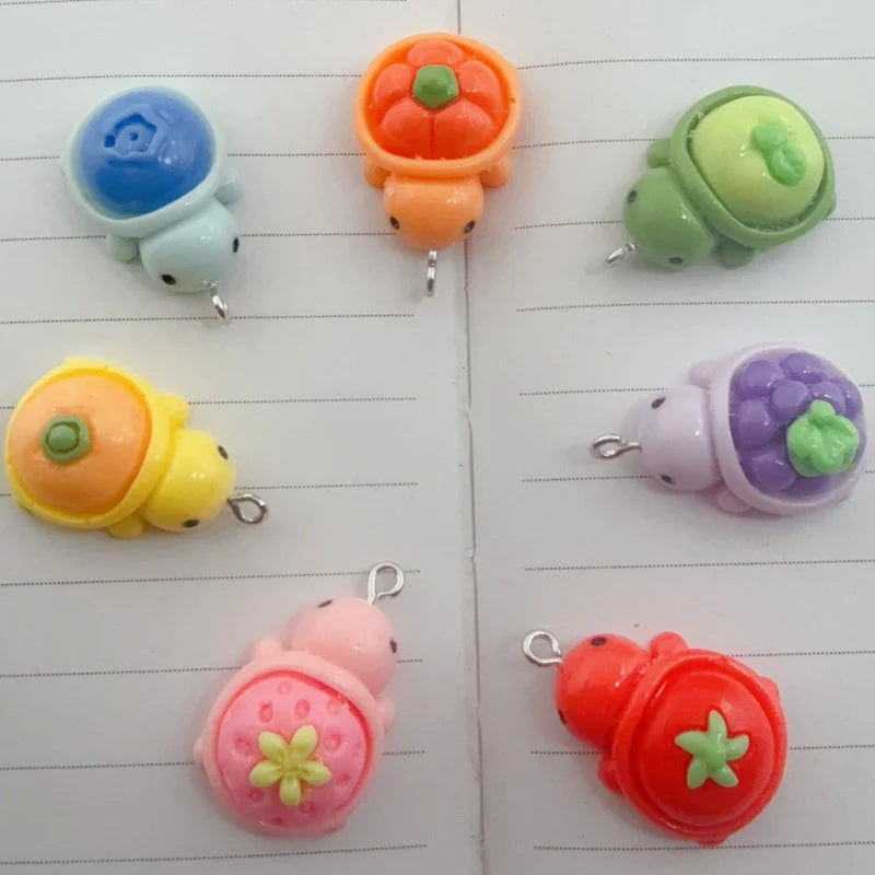 10pcs resin creative fruit turtle animal jewelry pendant DIY earrings keychain accessories