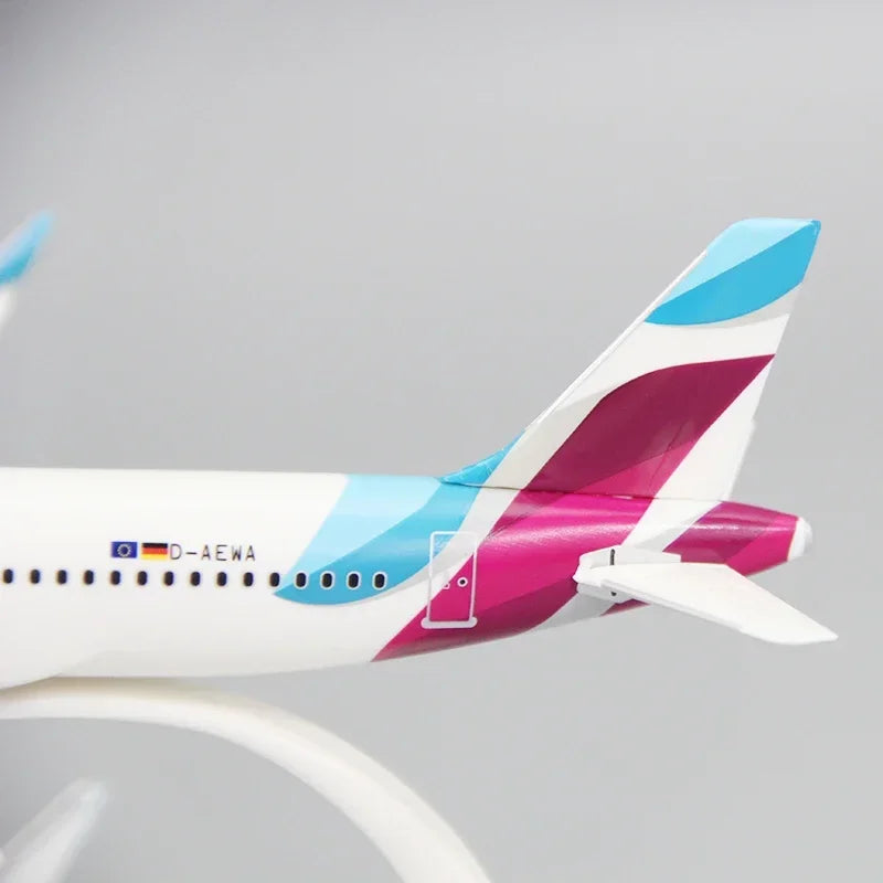 1:200 Scale A320 Eurowings Airlines ABS Airplane Model Toys Aircraft Plane Assembly Collection Display With Stand Gifts