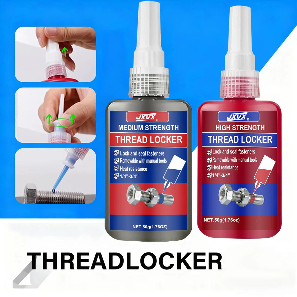 243/271 Medium Strength To High Threadlocker Blue  Red Threadlocker Adhesive Thread Locker Blue Screw Glue Agent Anaerobic Glue Anti-Loose 50ml.