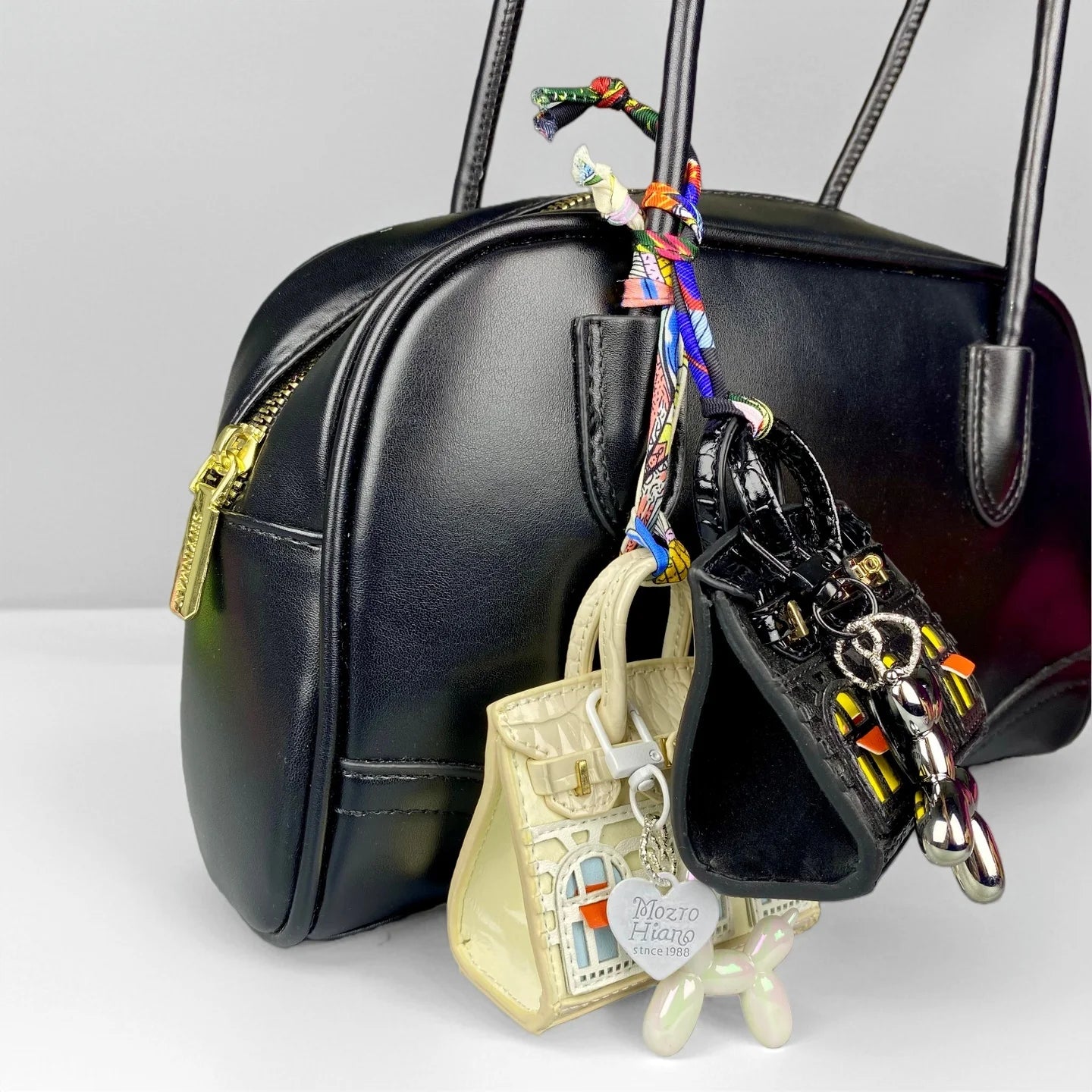 Handcrafted Mini House-Shaped Handbag with Puppy Keychain Suede Touch Bag Charm Purse Accessory for Earphones Coins Lipsticks