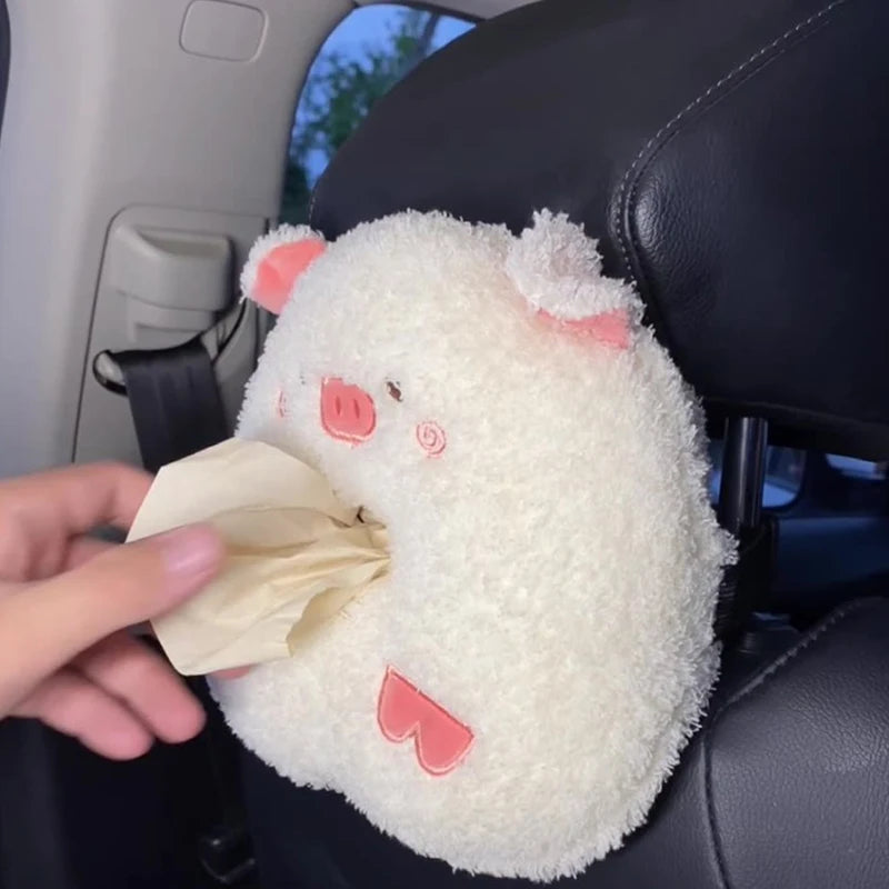 Car Tissue Box Cute Plush Animals Napkin Tissue Paper Holder Portable Drawer Box Car Styling Multi-function Car Supplies Women