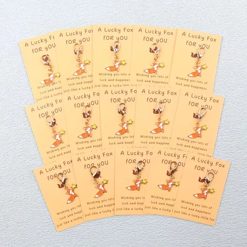 0 Piece/15 Pieces of Lucky Charms, Cute Fox Keychain Set, Comes with a Lucky Story Card, Suitable for New Year, Housewarming, Birthday Wishes, and Other Occasions