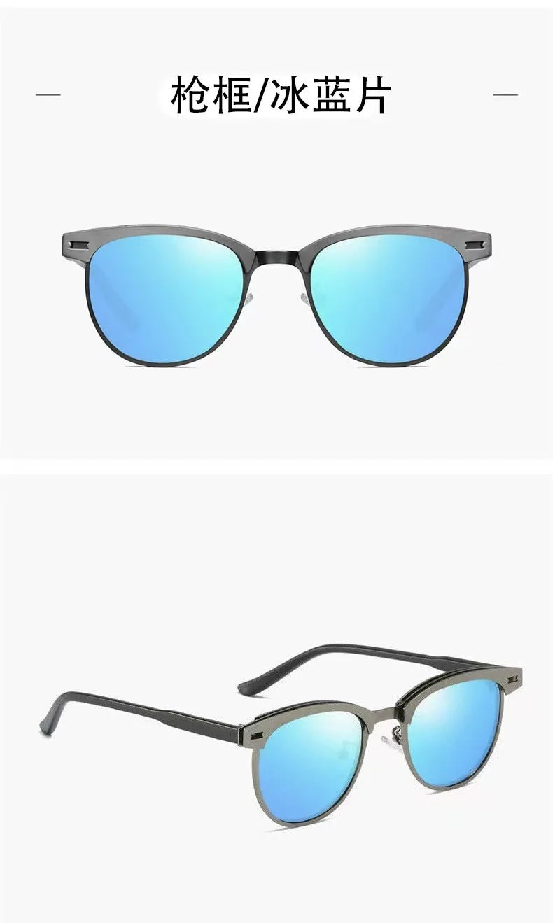 Polarizing Sunglasses Men Small Round Frame Retro Flow Sun Protection UV Glasses Sports Outdoor Travel Eyewear T248