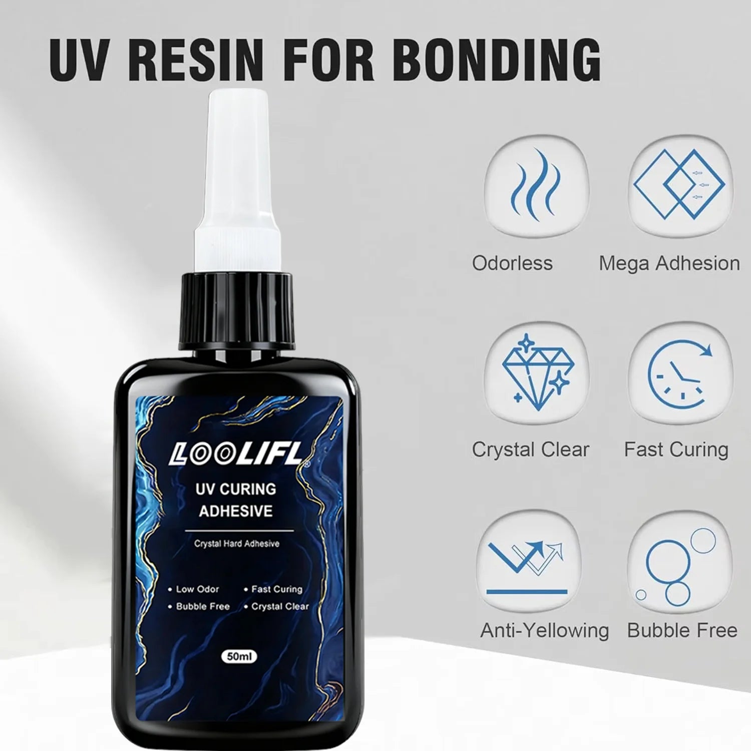 50g New High-Strength UV Glue Curing Resin Adhesive (Equipped With UV Flashlight) Suitable For glass Crystal And Handmade DIY
