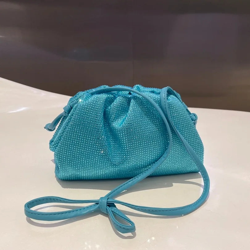 Luxury Designer Glitter Rhinestone Diamond Cloud Bag Evening Bag Wedding Party Clutch Purse Women Handbag Shoulder Messenger Bag