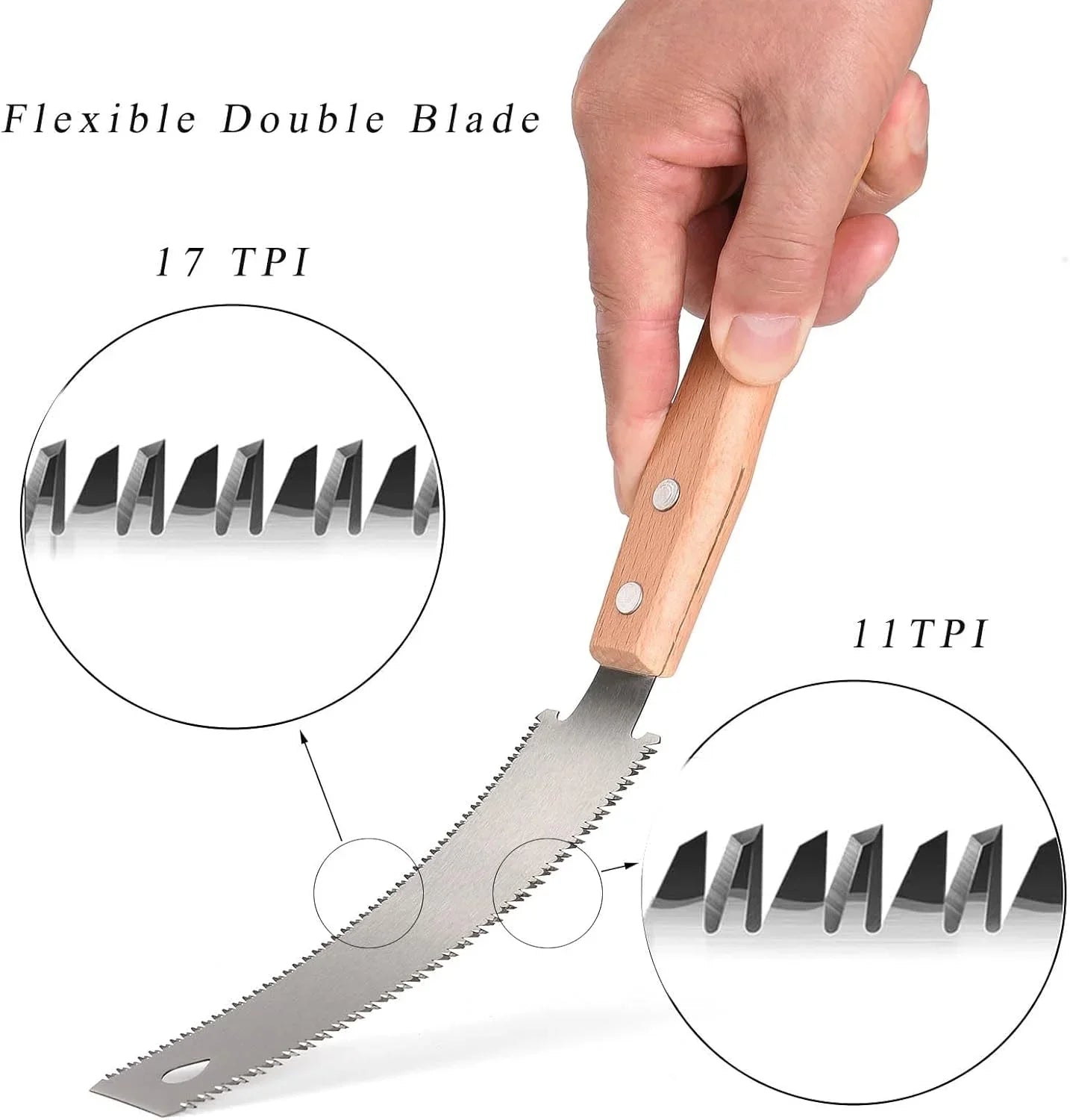 Single/Double Sided Fine Tooth Wood Saw Non-slip Wooden Handle Pull Saw Straight Handle Flexible Single Edge Pull Saw Trim Tool