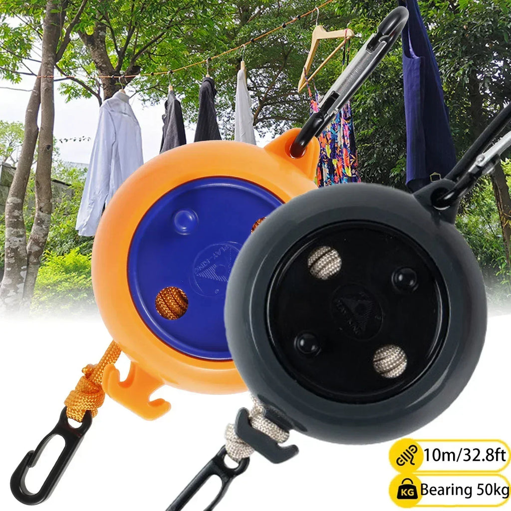 10m/32.8ft Retractable Clothesline Washing Line Travel Clotheslines, Portable Laundry Rope Adjustable Drying line Indoor Outdoor