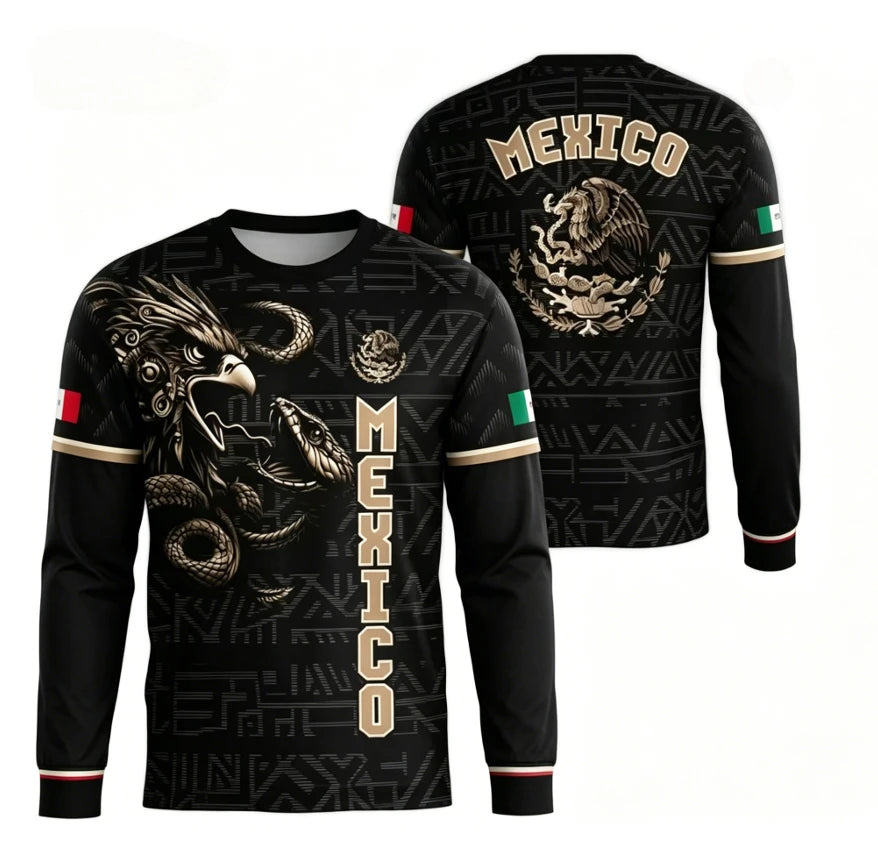 2026 Mexico Men's Fashion Sports Long Sleeve Moisture Absorbing Breathable Daily Street Fashion Versatile Quick Drying