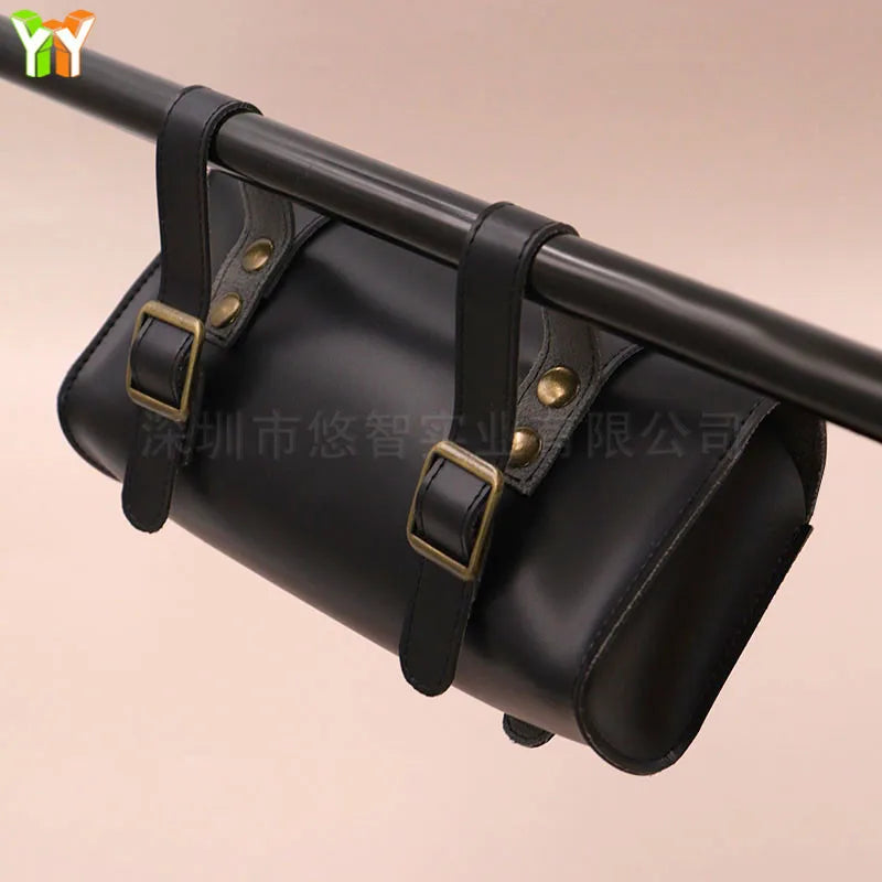 Free name print PU Leather Mountain Front Electric Folding Bike Bag Men and Women Exclusive Outdoor Cycling Bicycle Accessories