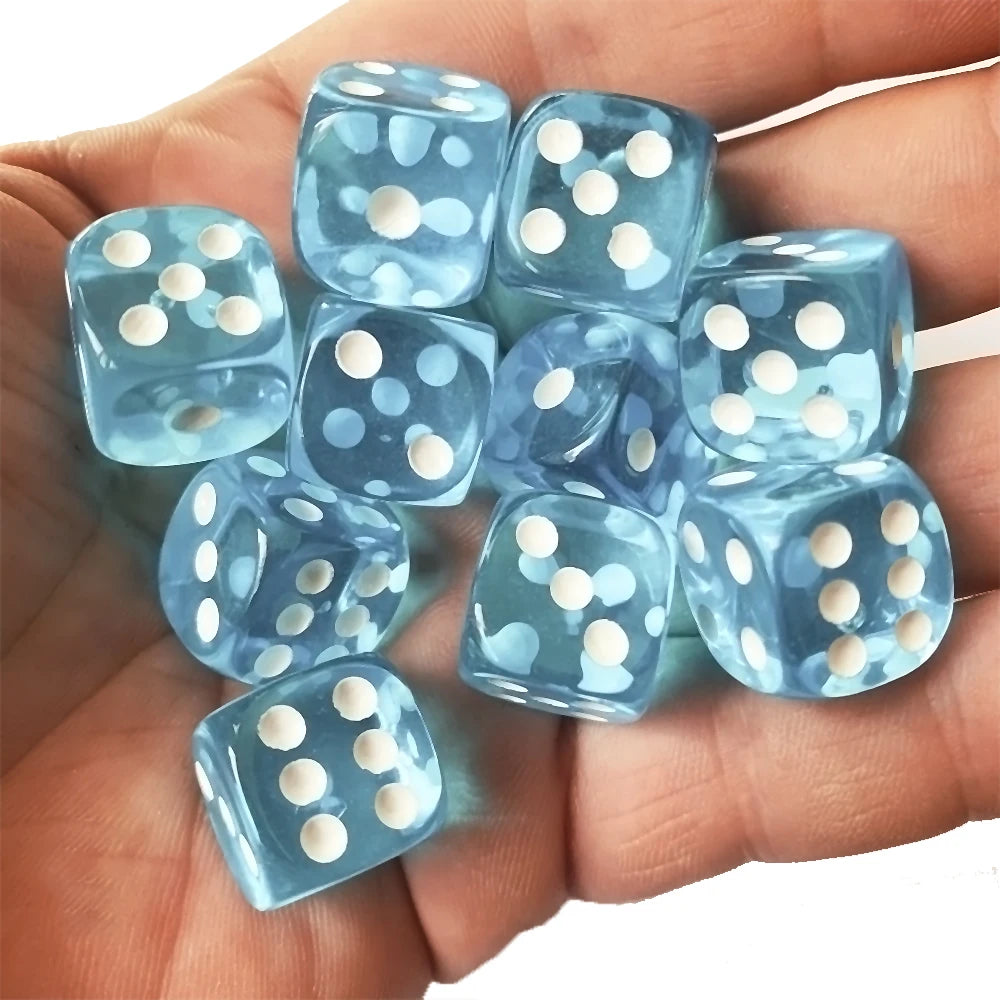 10pcs/Pack Transparent Acrylic Dice 16mm High Quality Multicolour #16 Round Corner Boutique Game Dices Cubes