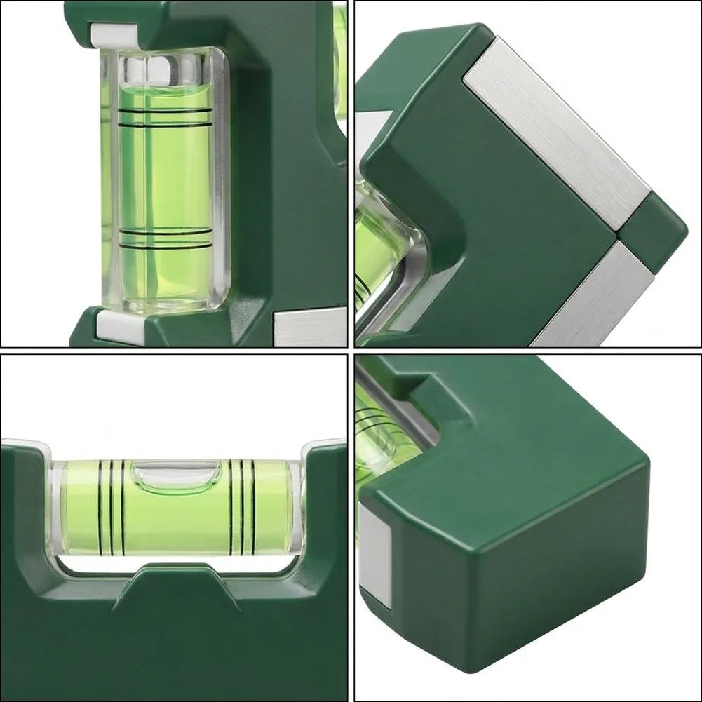 Green 83mm ABS Magnetic Level Double Bubble Ruler For Pipe Vertical Alignment Horizontal Measurement Construction Tool