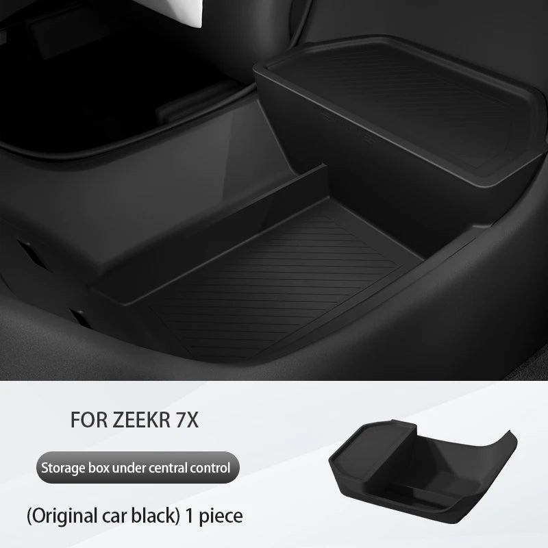 For ZEEKR 7X 2025 The storage box below the center console Double-layer silicone storage box Car interior accessories