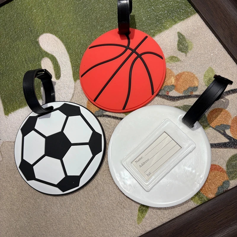 1/2Pcs Sports Basketball, Football, Baseball, Name Luggage Tag, Soft Silicone Anti-Loss Tag, Luggage Suitcase, Travel Backpack P