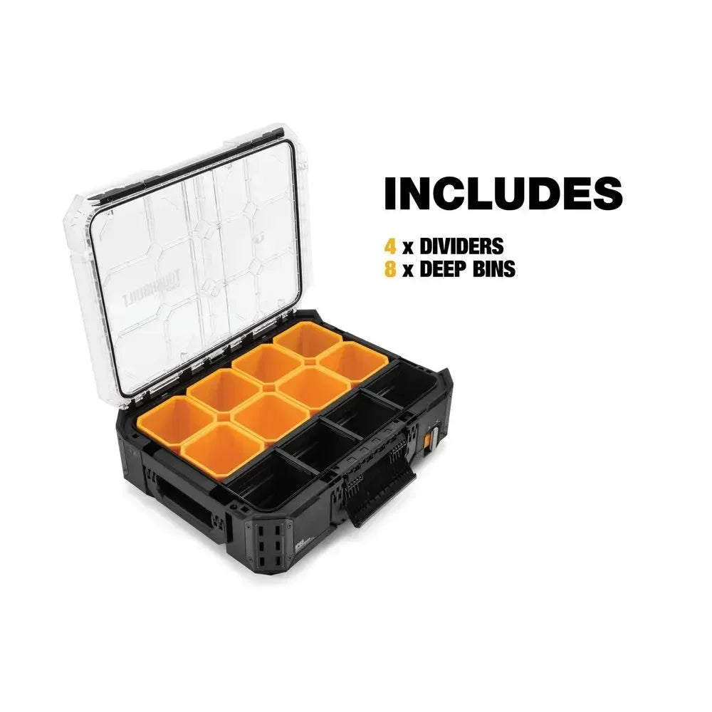 TOUGHBUILT 11-Compartment Large Plastic Small Parts Organizer Includes 8 Deep Bins and 4 Dividers