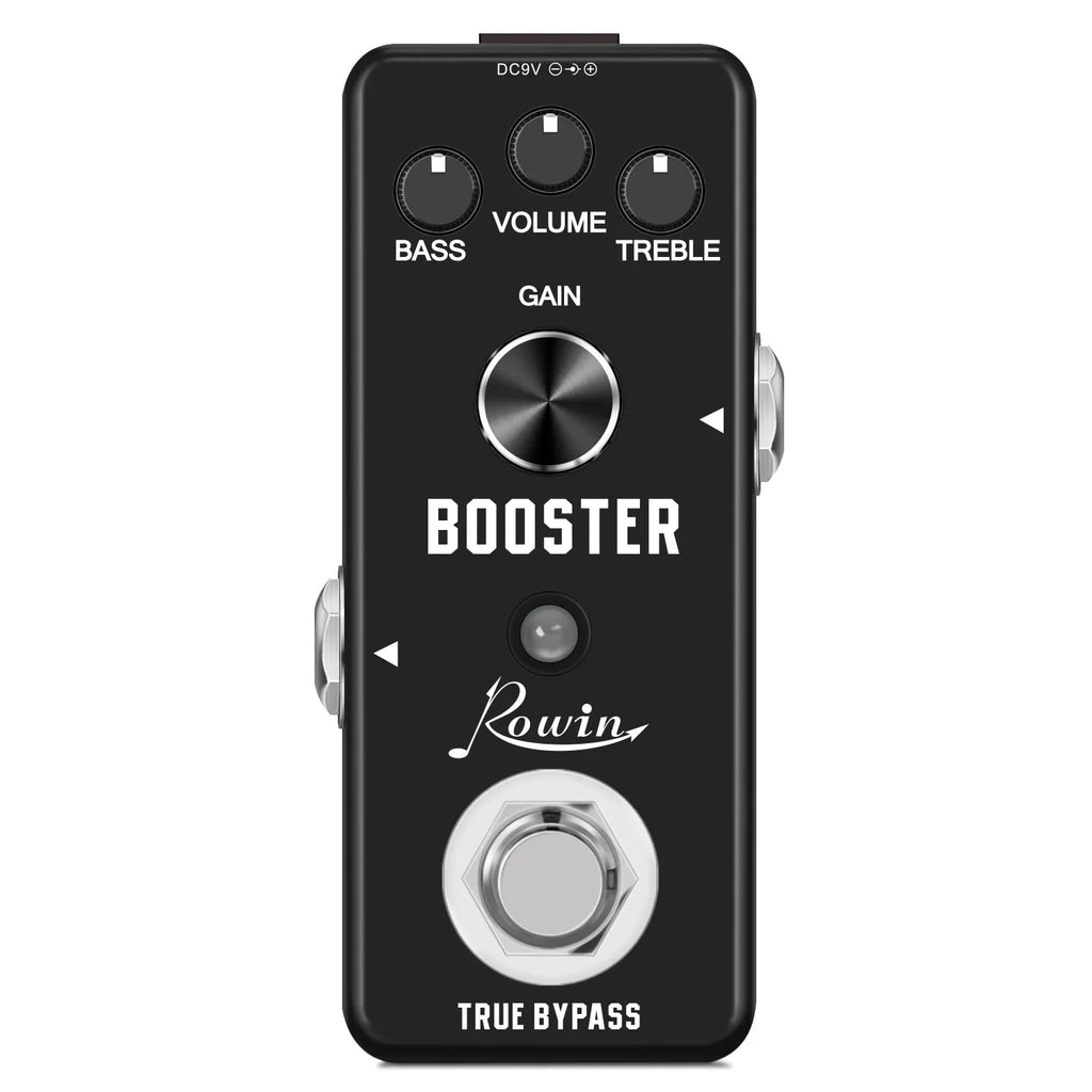 Rowin Electric Guitar Bass Effect Booster Pedal Pure Analog Boost Bass/Treble/Volume Shape Your Tone Mini Size True Bypass