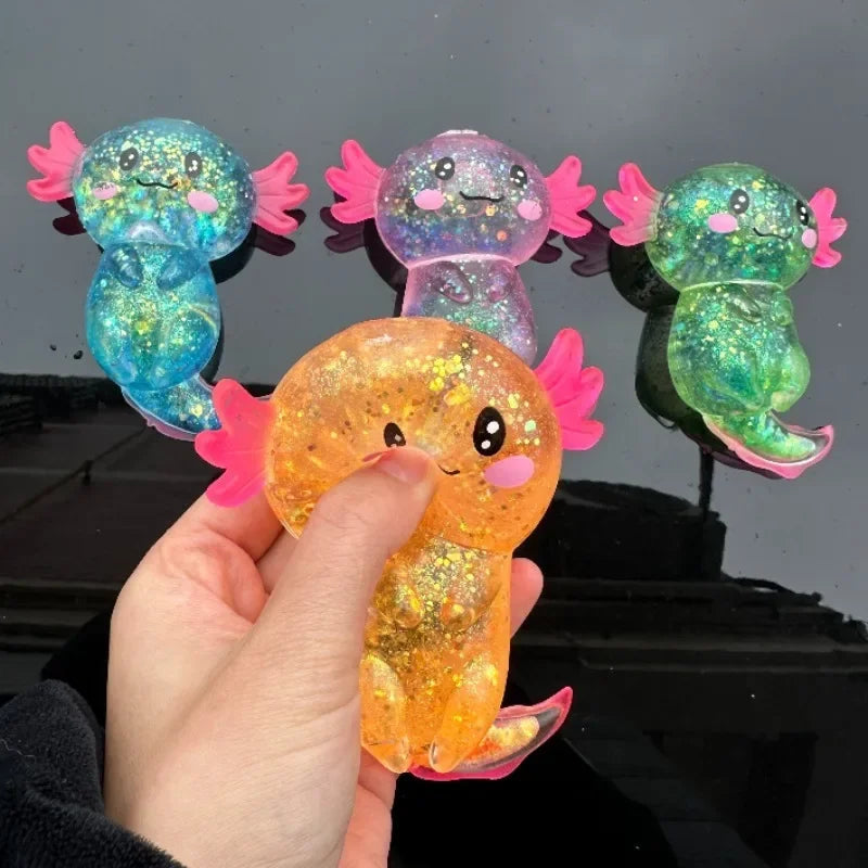 !!Colorful Salamander Maltose Fidgets Toys Squishy Malt Sugar Stretchy Axolotl Fun Squeeze Birthday Supplies Anti-Anxiety Gift