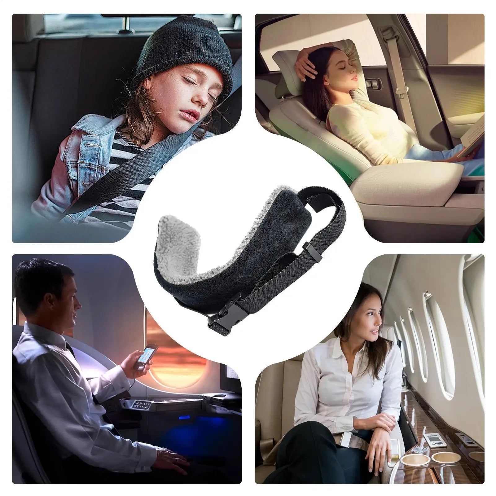 1Pcs Head Support Strap Adjustable Travel Pillow Strap Airplanes Neck Support Band Portable Cars Seat Sleep Aid Head Fixed Strap