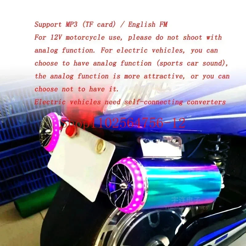 1pair Exhaust Pipe Motorcycle Electric Car Audio Bluetooth Subwoofer Plated Speaker