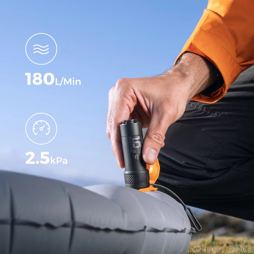 FLEXTAIL ZERO PUMP - 30g Portable Camping Air Pump Electric Inflator for Sleeping Pads, 1 Rechargeable Battery Included