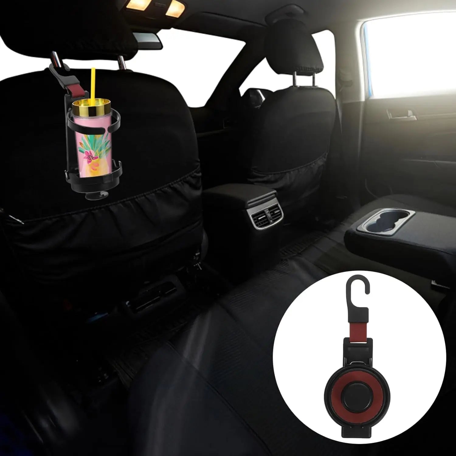 3-in-1 Cup Holder Cell Phone Holder Bag Hook for Car Seat Multifunctional Seat Back Organizer Storage Car Headrest Clip Hook