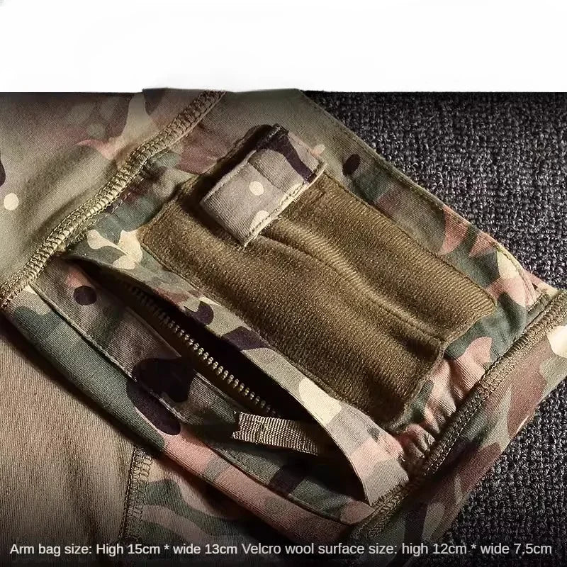 Summer Shirts Combat Tops Half Zipper Knitting Camo Hiking T-shirts Tactical T-shirt Breathable Elastic Outdoor Training Tees