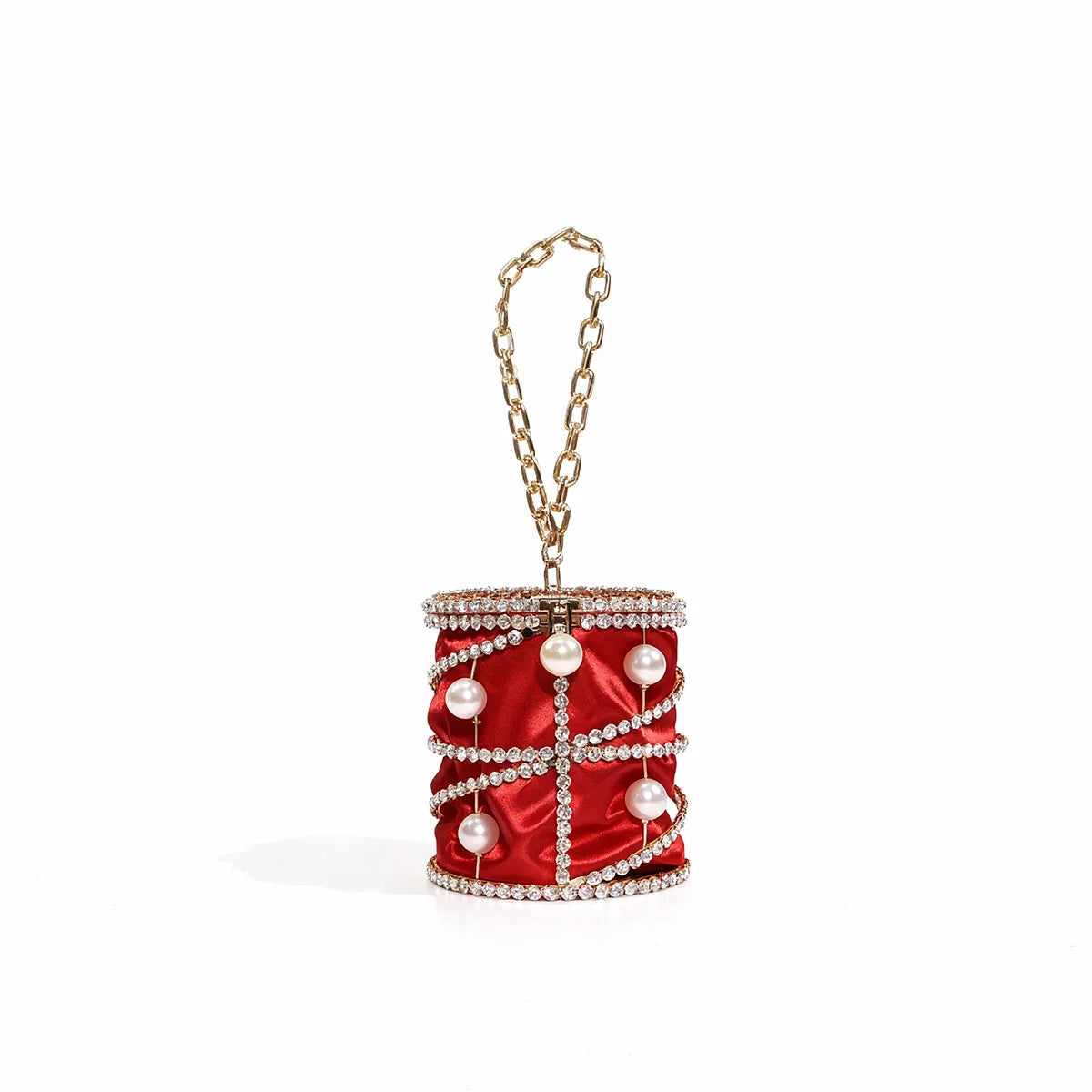 2026 Women's Pearl Bird Cage Bag Hollow Banquet Bag Shiny Light Luxury Dinner Clutch Bag