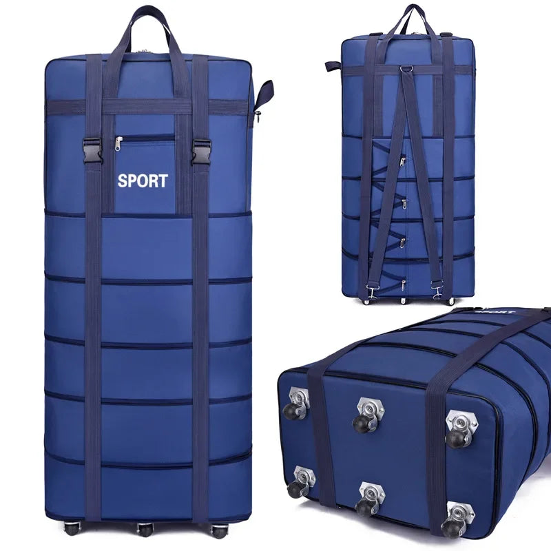 Large Capacity Dormitory Cotton Quilt Storage Bag with Wheels Travel Bag Student Luggage Bag Oxford Cloth Waterproof Dustproof