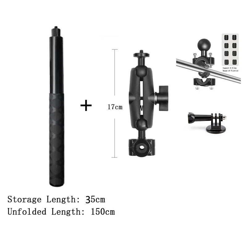 Extended Bundle Handle for Insta360 X5 X4 X3 X2 GoPro 12 11 10 9 DJI Action 4 3 SJCAM Camera Bullet Time Invisible Selfie Stick