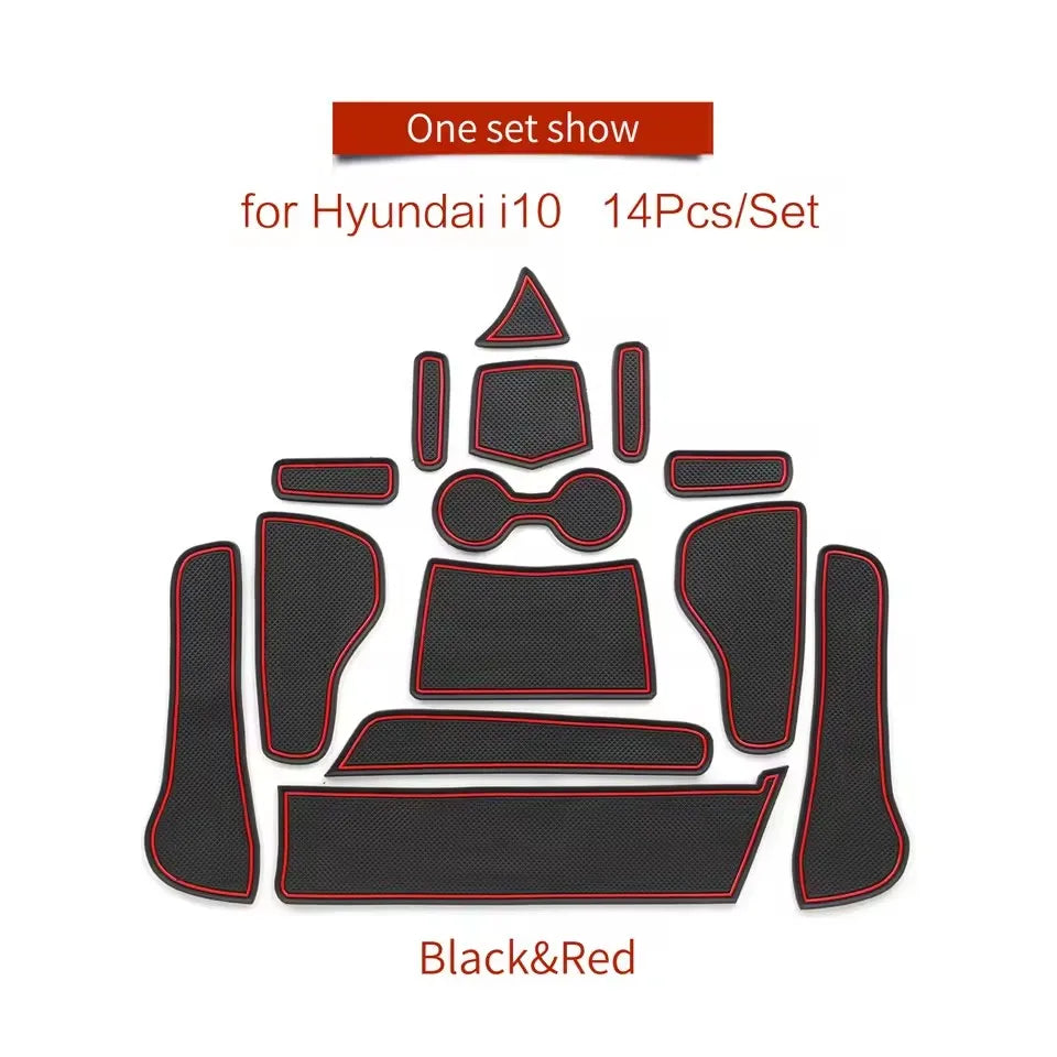 for Hyundai i10 2021 - 2023 Anti-Slip Gate Slot Cup Mat Door Groove Pad  Non-Slip Mats Coasters Car Interior Accessories
