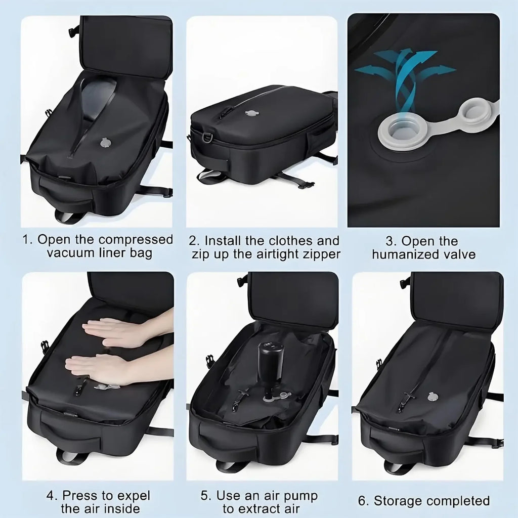 Large Capacity Vacuum Compression Backpack，30L Lightweight  Travel Backpack Water Resistant Laptop Bag for Outdoor Hiking