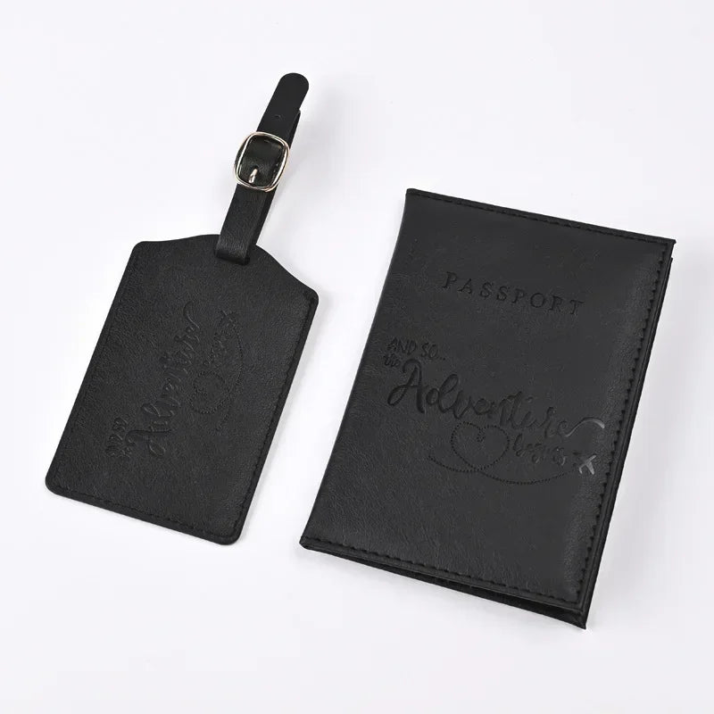 New Purple PU Leather Passport Holder Ticket Clip Passport Covers Luggage Tag Set Id Credit Card Holder Travel Wallet Unisex