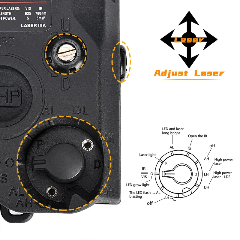 Tactical ATPIAL (LA-5C/PEQ UHP) Ultra High Power AN/PEQ-15 Scout LED Fit 20MM Rail Hunting Outdoor strong light flashlight