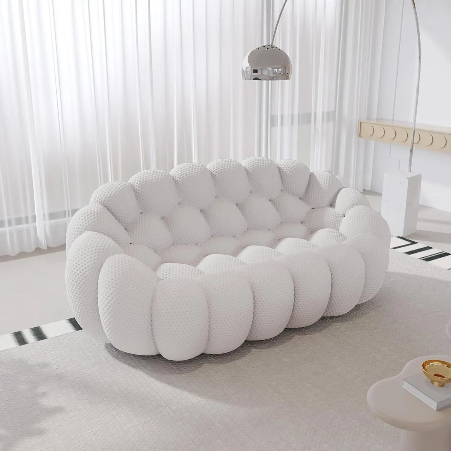 Bubble Couch, 78.74'' Curved Loveseat Couch, Memory Foam Bubble Sofa Round Lazy Floor Sofa, 3D Honeycomb Shape Curved, Custom