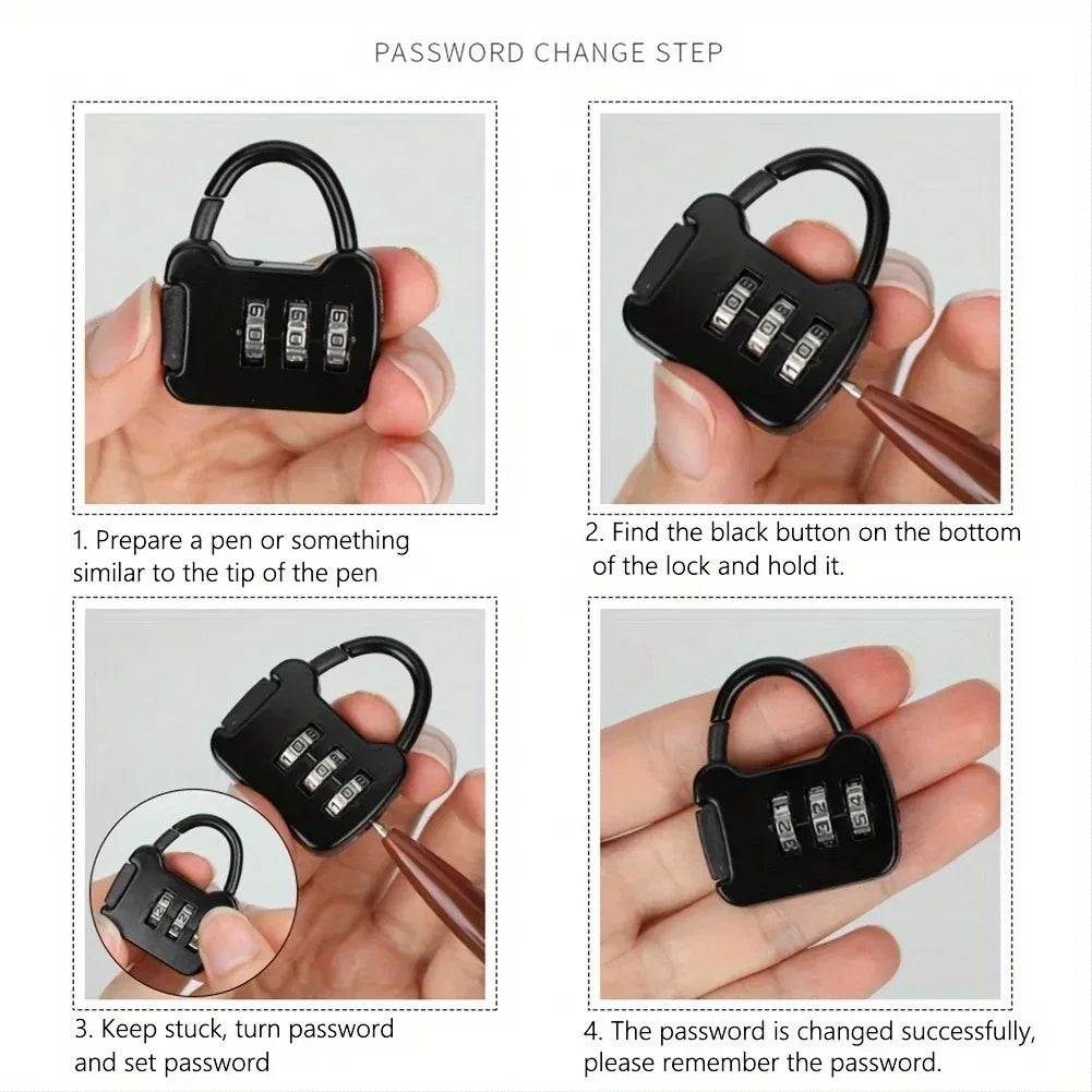 4pcs Color Mini Password Lock Padlock Trolley Case Student Dormitory Cabinet Backpack Zipper Lock Backpack Anti-theft Lock