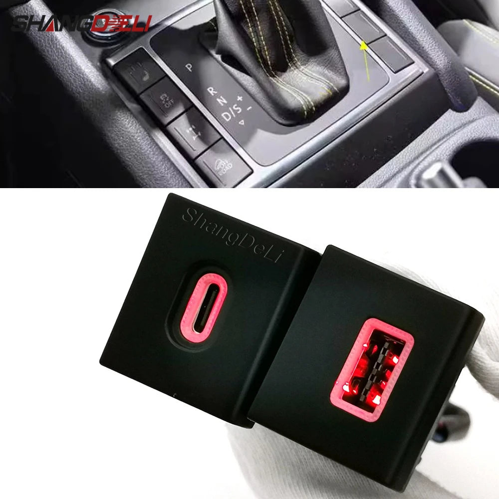 12V/24V Car Dual USB Type C PD Charger Adapter Socket Charging Outlet  Fit for VW  Amarok 11-22 Car Accessories