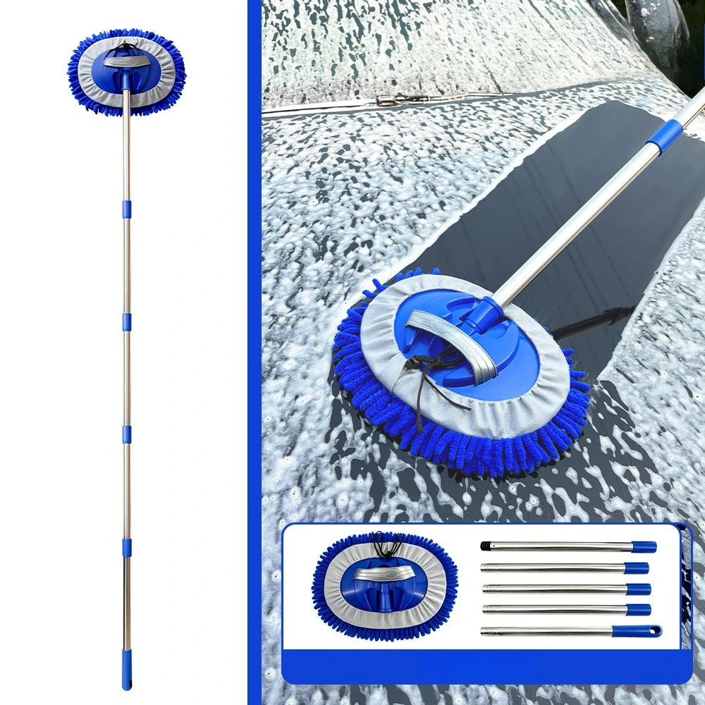 Car Wash Brush Kit, 67'' Long Handle Chenille Microfiber Mop Mitt Scratch-Free Detailing Cleaning Tool for Car RV Truck Boat