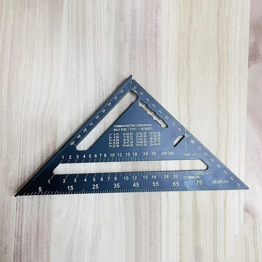 New 7Inch Triangle Ruler Measurement Tool Aluminium Alloy Carpenter Tools Inch Metric Angle Ruler Speed Square Woodworking Tools