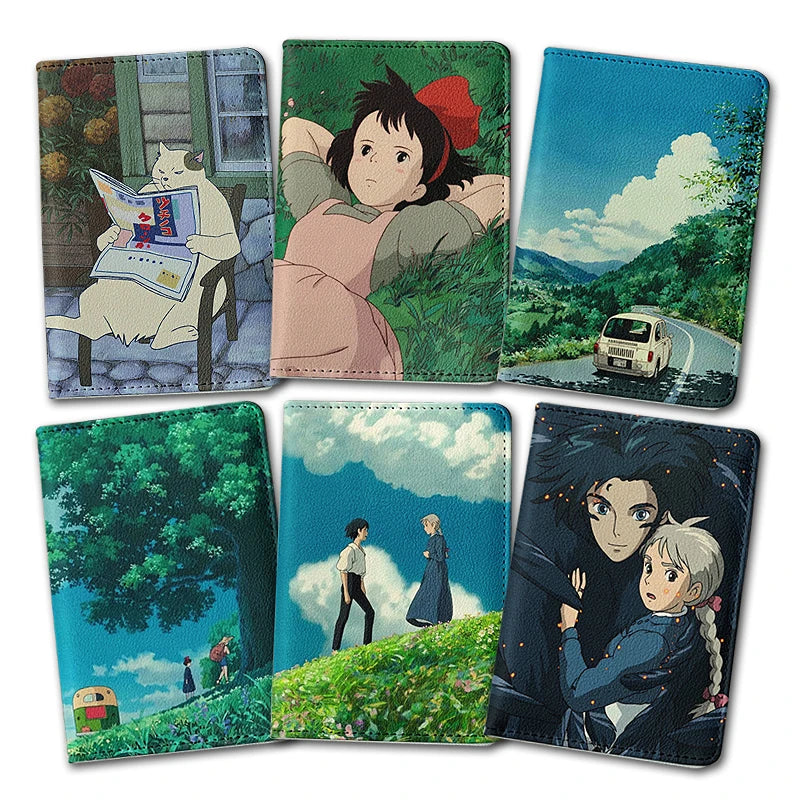 Japanese Animated Passport Cover Passport Wallet Travel Essentials Women Air Ticket Credit Card Holder Passport Protective Case