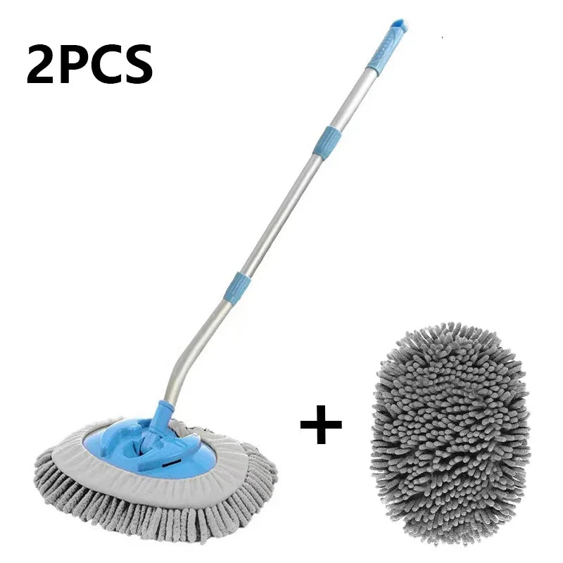 Universal Bend Chenille Car Wash Brush Car Cleaning Brush Telescoping Long Handle Cleaning Mop Chenille Broom Auto Accessories