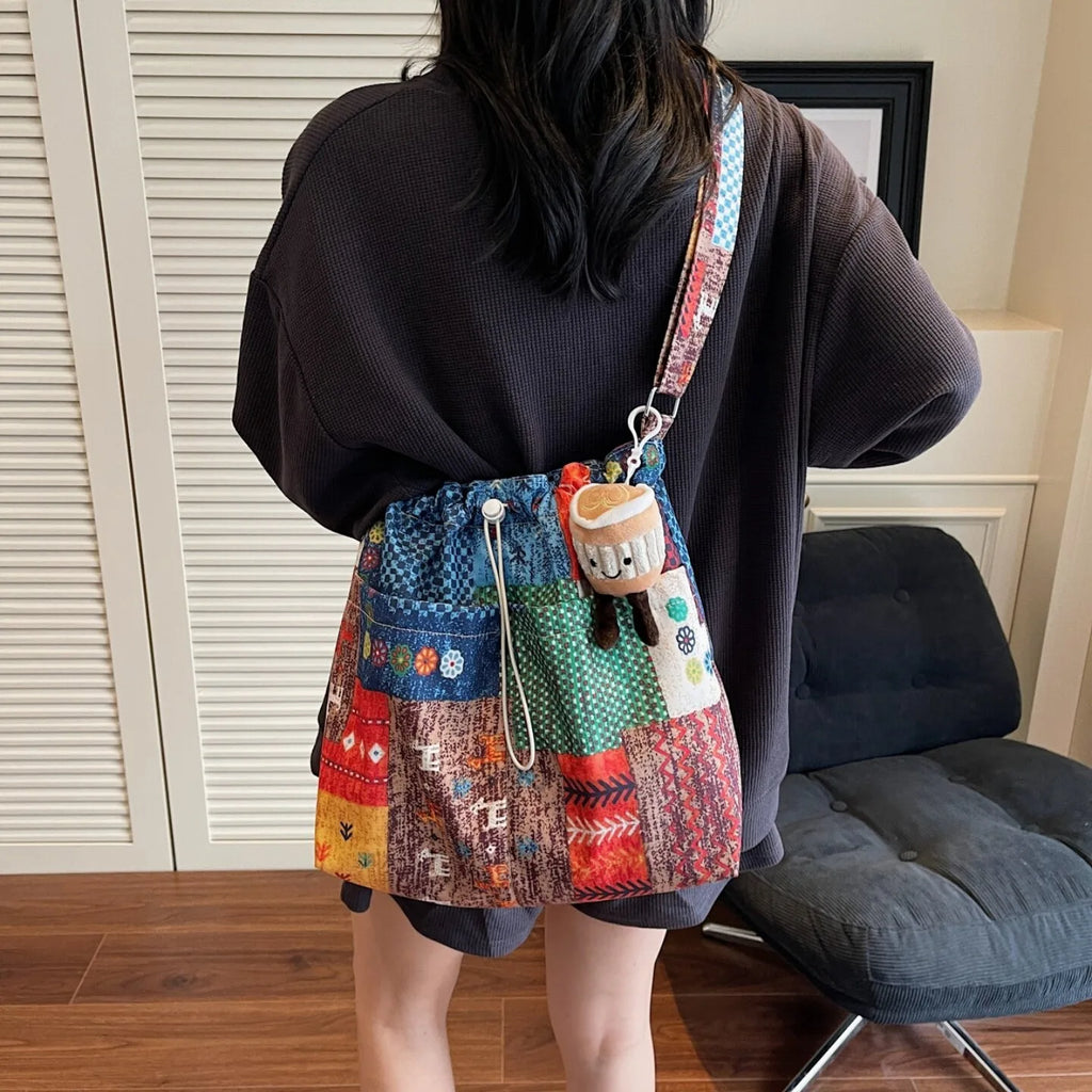 Niche original retro contrasting ethnic style 2026 spring and summer new denim bag, single shoulder crossbody sail bag