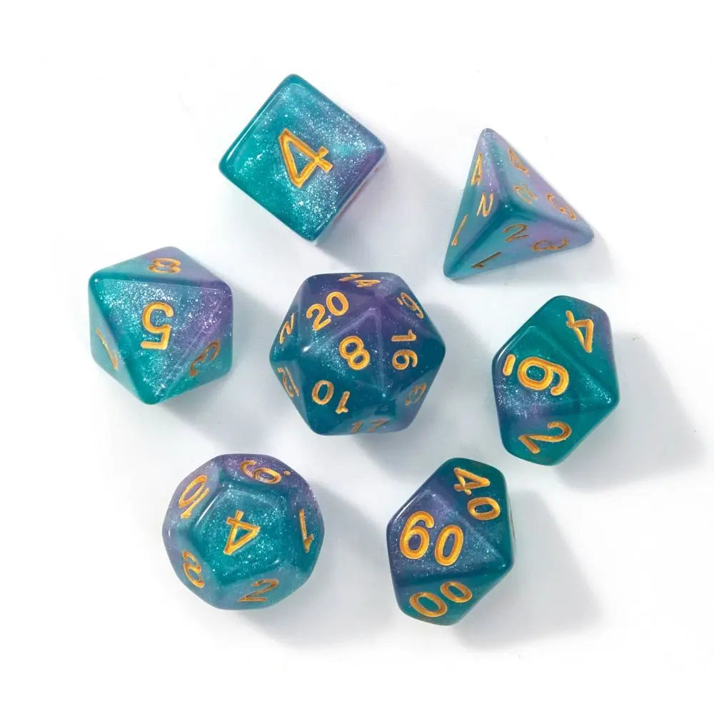7-Die/Set New Acrylic Dice Set For TRPG DND Polyhedral 7-Die Lidescent Glitter Digital Dice Entertainment Game Accessories