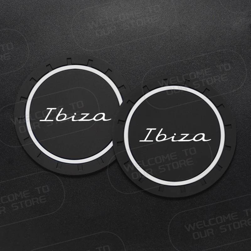 Car Silicone Coaster For Ibiza LOGO 6L MK4 FR Line TSI TDI 2Pcs Anti-Slip Water Cup Drink Mat Insert Coaster Pads Accessories