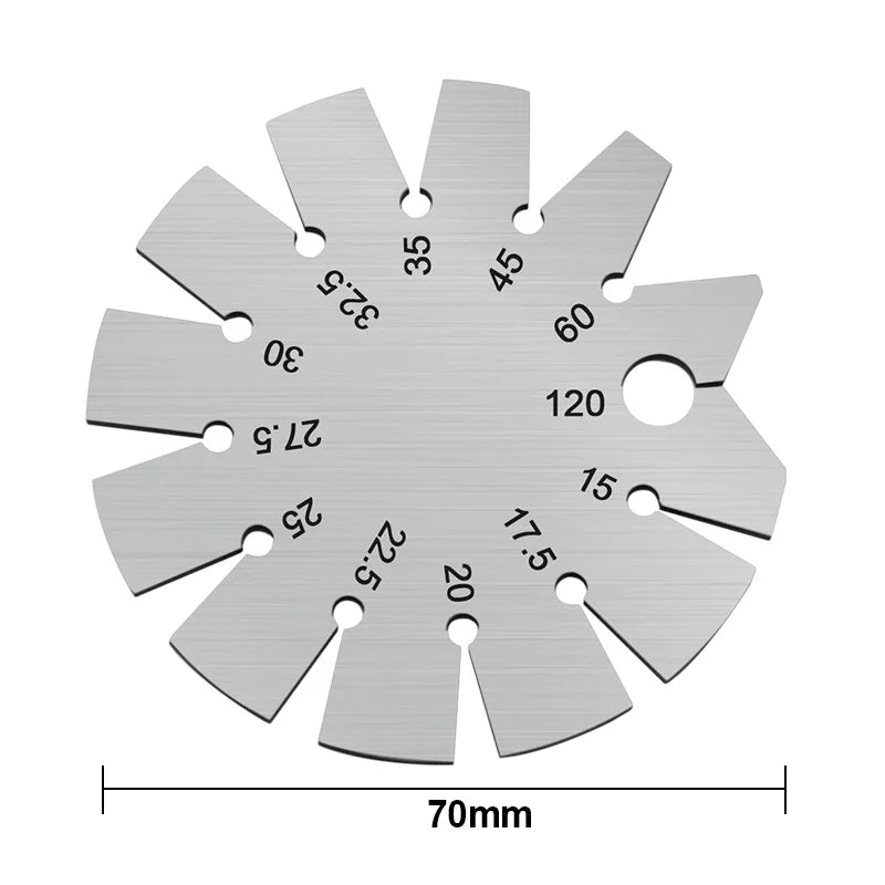 Stainless Steel Round Gauge Diameter Bevel Gauge Angle Protractor Thickness Gauge 15 Degree - 120 Degree Measuring Tool