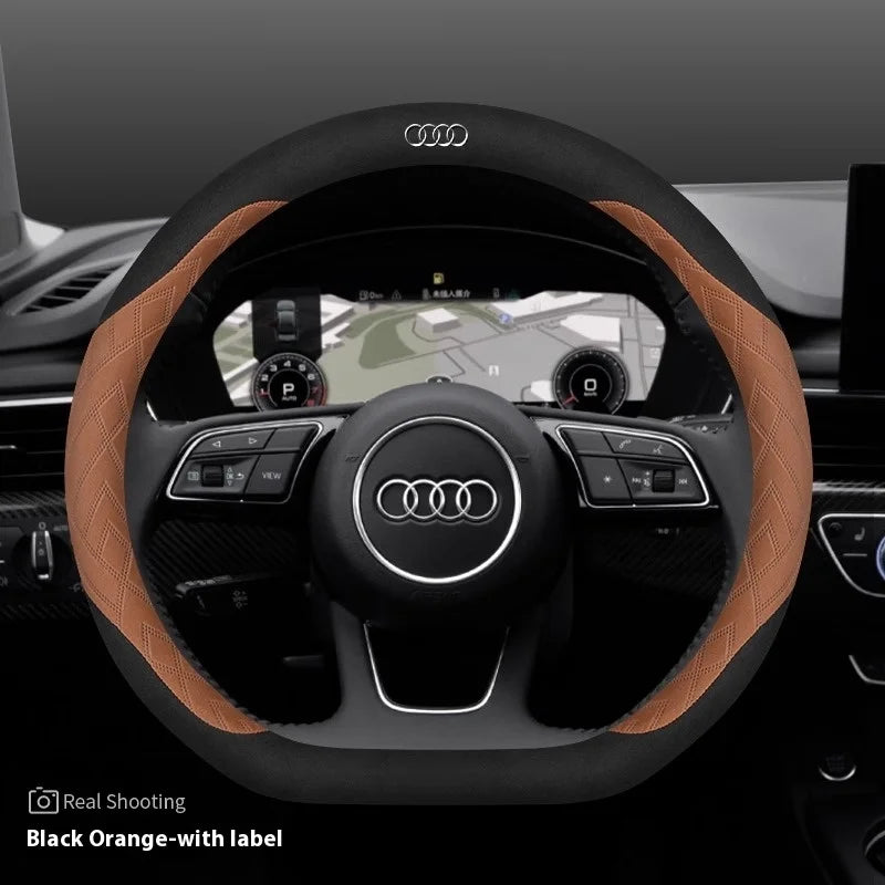 Car Steering Wheel Cover For Audi ABT A1 A2 A3 A4 A5 A6 A7 A8 Q2 Q3 Q4 Q5 Q7 Q8 TT RS3 RS4 RS5 RS6 RS7 S3 S4 S5 S6 S7 S8 S line