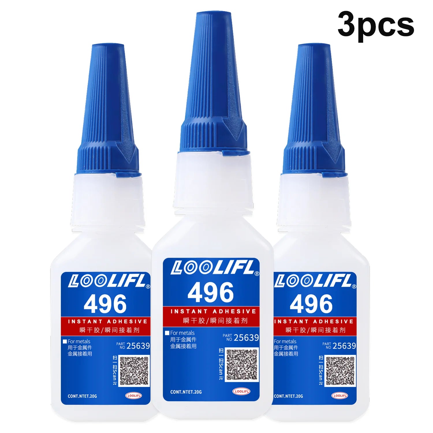 Loolifl New Upgraded 1-25Pcs Super Glue 496 Strong Cyanoacrylate Instant Adhesive, Quick-Drying in 5 Seconds, Waterproof and Stable, Universal Bonding Tool